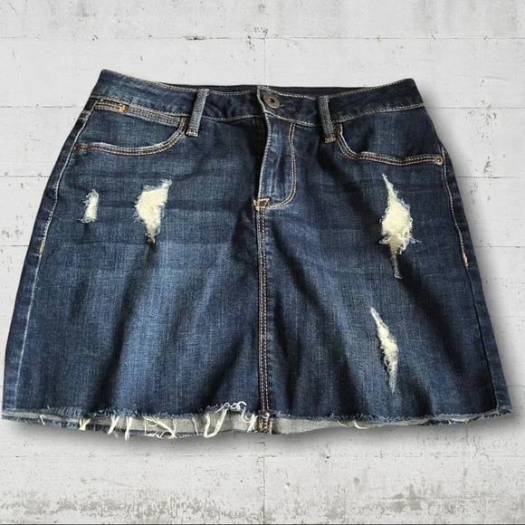 American Rag Distressed Denim Mini Skirt - Picture 2 of 8